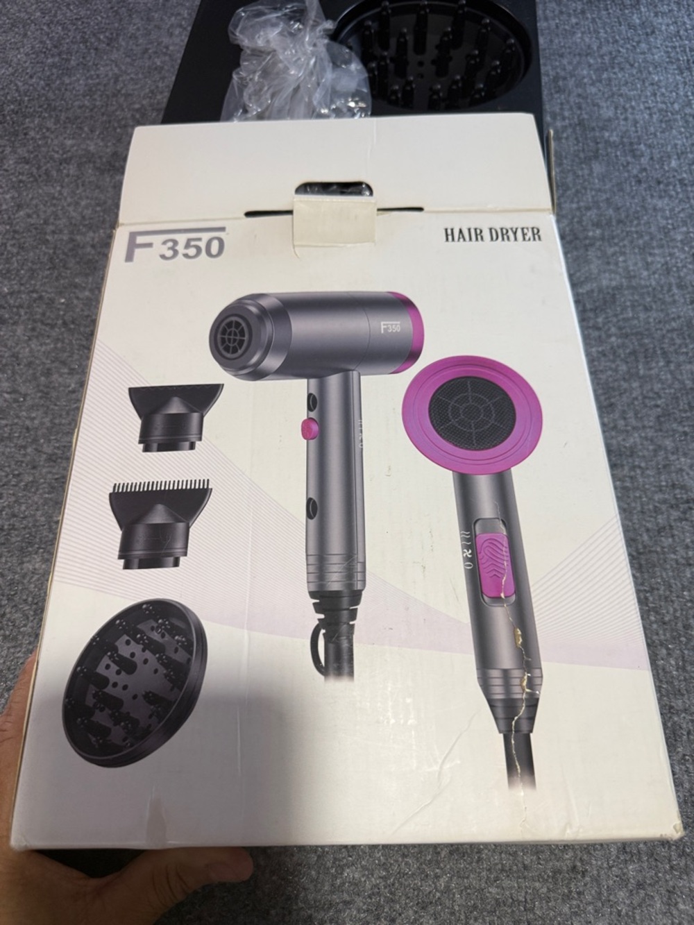Compact Hair Dryer - Gray with Pink Accents